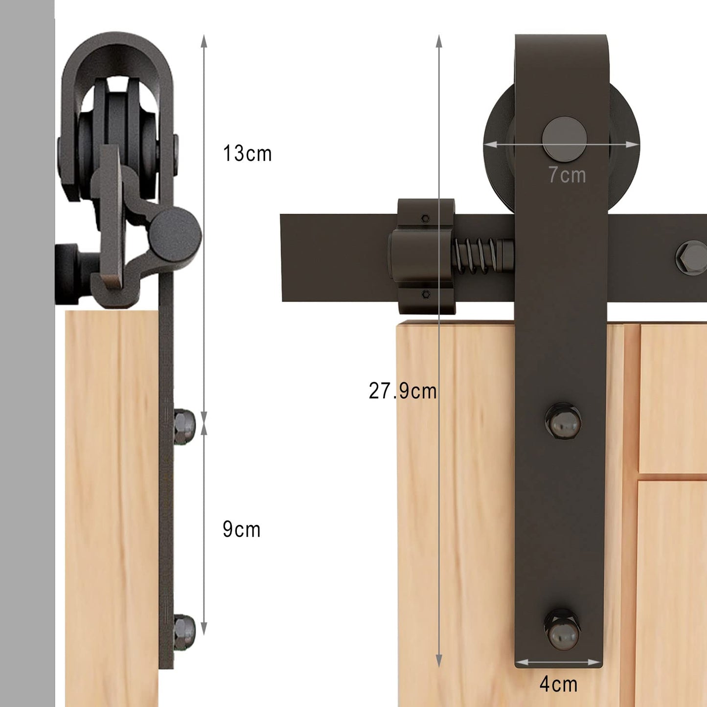 Wolfbird 152CM/5FT Schiebetürbeschlag Schiebetürsystem Gleitschiene Holzschiebetür Schwarz Set