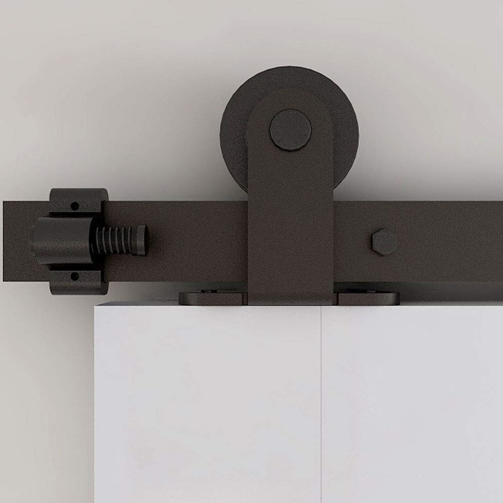 WOLFBIRD Sliding Barn Door Kit Double Door Track System Basic Black Closet Hardware 10FT/304CM Heavy Duty T Roller