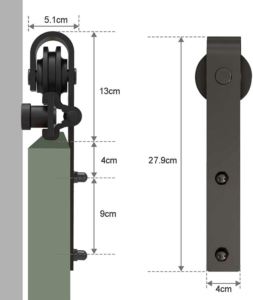WOLFBIRD 152CM / 5FT Herraje Para Puerta Corredera Kit, Accesorios Herraje Corredera, El kit de Riel Puerta Corredera de Granero,Forma Clásica.