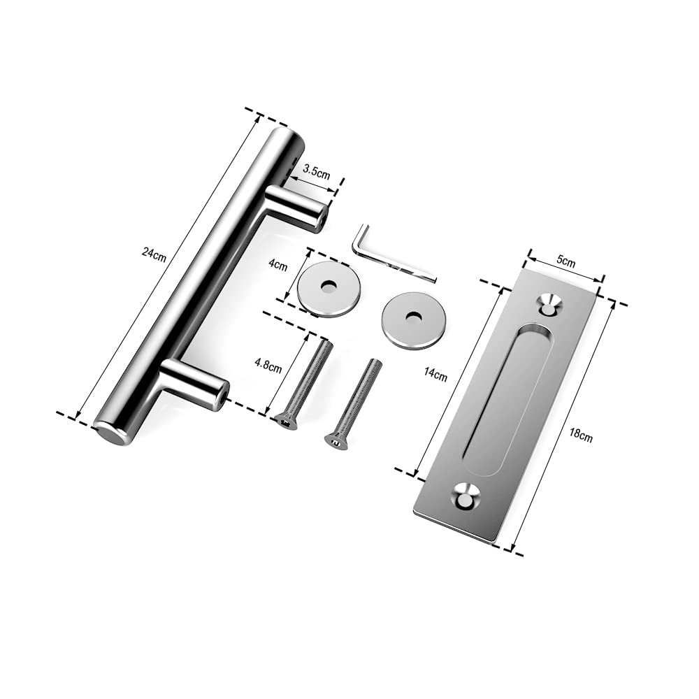 WOLFBIRD 30CM Scheunentorgriff, Schiebetür zieht-Griff, Schwarz Türgriff, Schiebetür Handgriff, Küchengriffe, Schiebe Türgriff, für Eine Holztür, Rostfreier Stahl