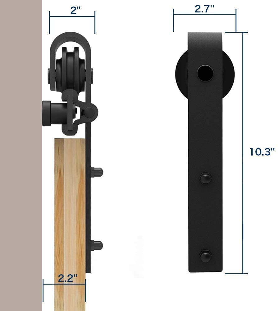 WOLFBIRD 152CM / 5FT Herraje Para Puerta Corredera Kit, Accesorios Herraje Corredera, El kit de Riel Puerta Corredera de Granero,Forma Clásica.