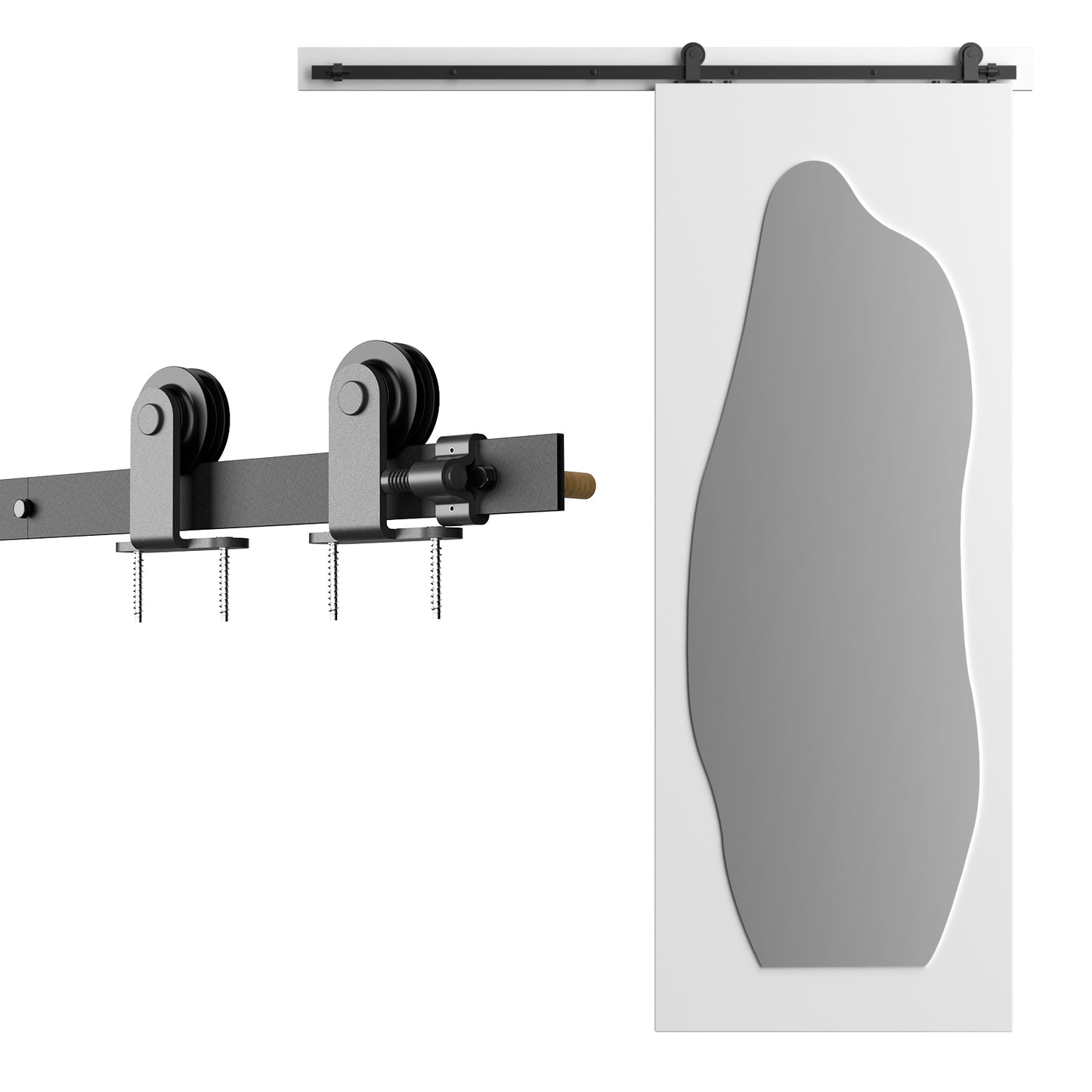 WOLFBIRD 6.6FT/200CM Quincaillerie De Porte Coulissante Kit Porte Coulissante Rail pour système de quincaillerie à célibataire porte