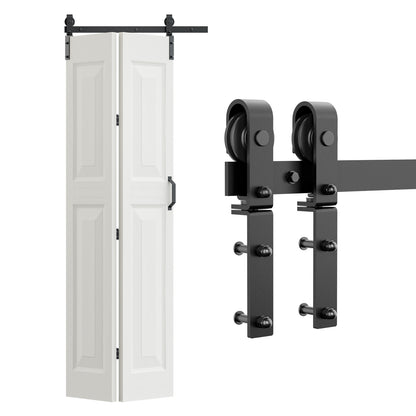 WOLFBIRD Bifold Schiebetürbeschlag Schiebetürsystem Schiebetür Komplettset 76.4CM Türplatten Breit (für 71CM Türöffnung Breit)