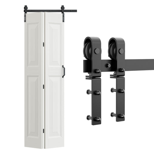 WOLFBIRD Bifold Schiebetürbeschlag Schiebetürsystem Schiebetür Komplettset 76.4CM Türplatten Breit (für 71CM Türöffnung Breit)