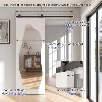 WOLFBIRD 6.6FT/200CM Quincaillerie De Porte Coulissante Kit Porte Coulissante Rail pour système de quincaillerie à célibataire porte