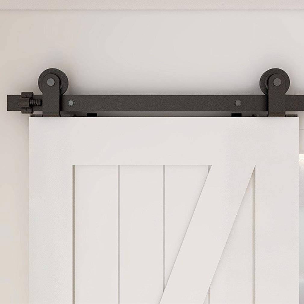 WOLFBIRD Sliding Barn Door Kit Double Door Track System Basic Black Closet Hardware 10FT/304CM Heavy Duty T Roller