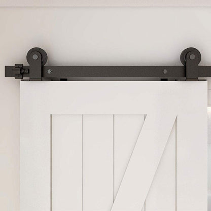 WOLFBIRD Sliding Barn Door Kit Double Door Track System Basic Black Closet Hardware 10FT/304CM Heavy Duty T Roller