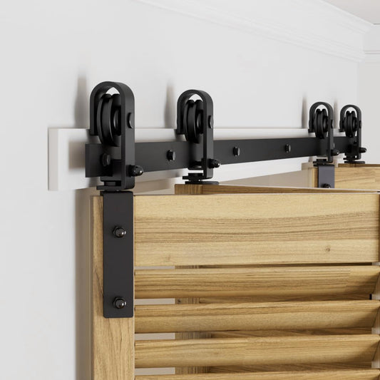 WOLFBIRD 183CM /6FT Bi-Folding Sliding Barn Door Hardware Kit, Heavy Duty Sturdy Barn Door Track Set, Smoothly and Quietly, Fits 4 Doors (No Door)