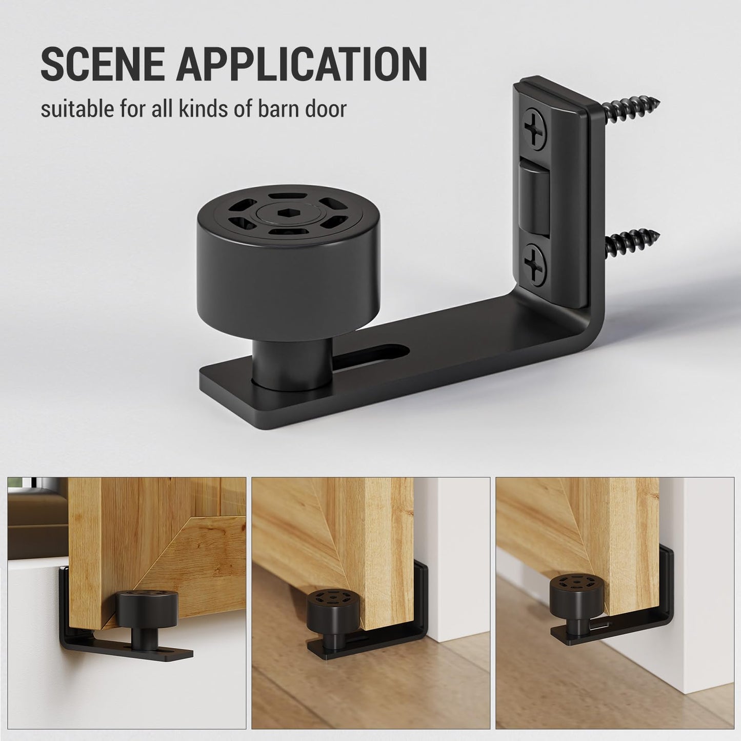WOLFBIRD Adjustable Floor Guide Black Lower Guide for Sliding Wooden Door Wall/Door