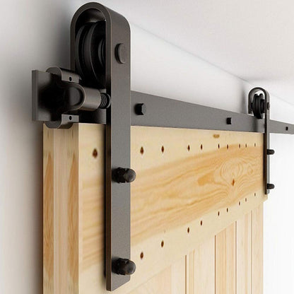 Sliding Barn Door Kit 5FT/152CM Black Heavy Duty Barn Door Sliding Hardware Track Kit for Single Wood Door 76CM Wide