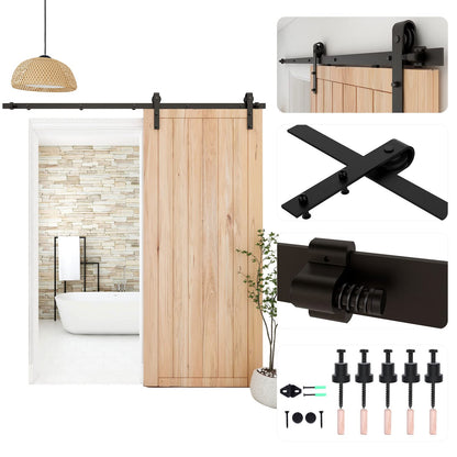 Wolfbird 152CM/5FT Schiebetürbeschlag Schiebetürsystem Gleitschiene Holzschiebetür Schwarz Set