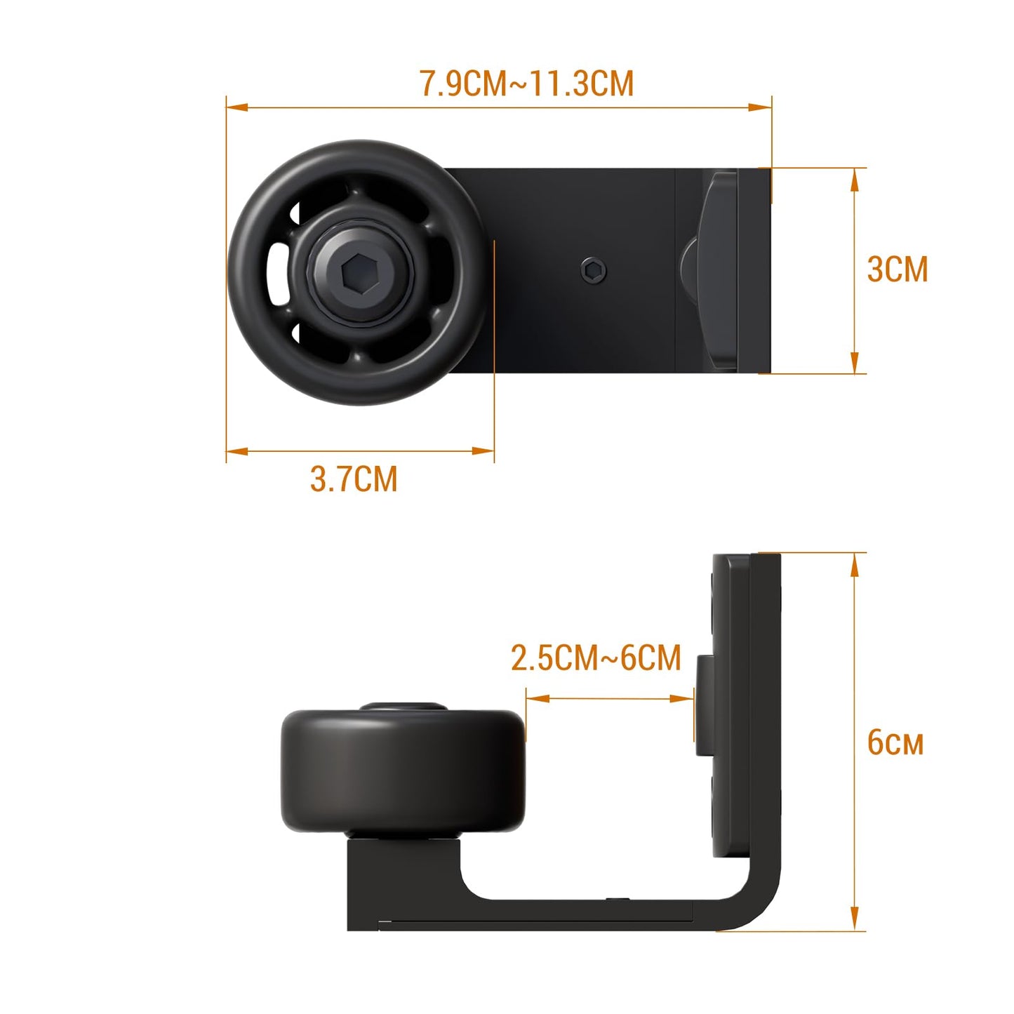 Wolfbird Einstellbar Bodenführung Wand/Tür Unterseite Schiebetür Bodenführung Klassisches Doppelrad Black Style