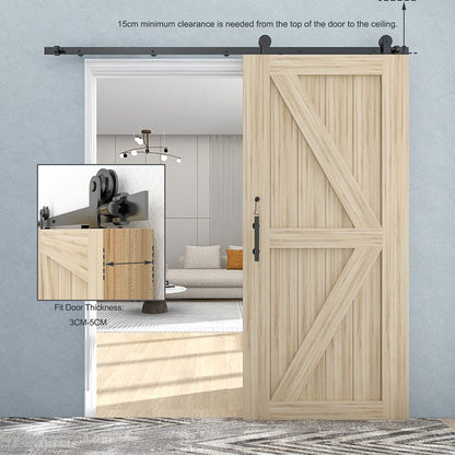 Wolfbir - Set di Guide Binario Anta Scorrevole in Acciaio Inox, 5 FT/1,5 m, per Porte in Legno di 0,75 m