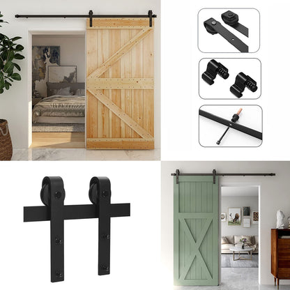 WOLFBIRD 5.6FT/173CM Binario per Porta Scorrevole Kit Nero Accessori e Rustico Stile Armadi/camere da letto/bagni e altri scenari di utilizzo