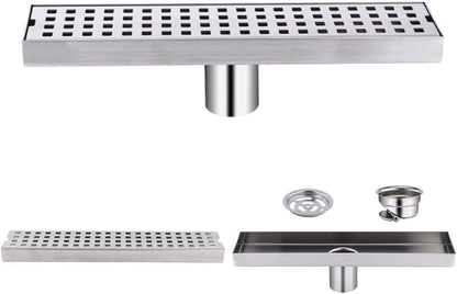 WOLFBIRD 70CM Duschrinne Edelstahl Ablaufrinne Bodenablauf,Selbstreinigender Siphon mit Geruchsstop, Haarsieb - Randablauf