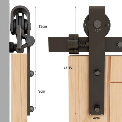 Wolfbird 152CM/5FT Schiebetürbeschlag Schiebetürsystem Gleitschiene Holzschiebetür Schwarz Set