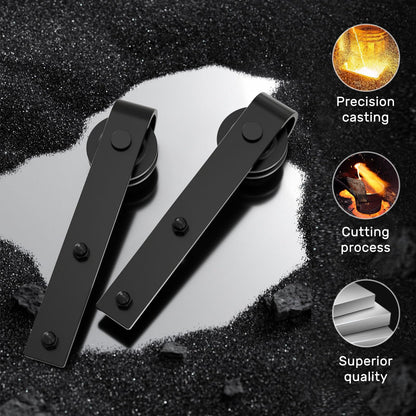 Wolfbird 6 ft Sliding Door Fitting Set - Black - Carbon Steel - Rustic Style