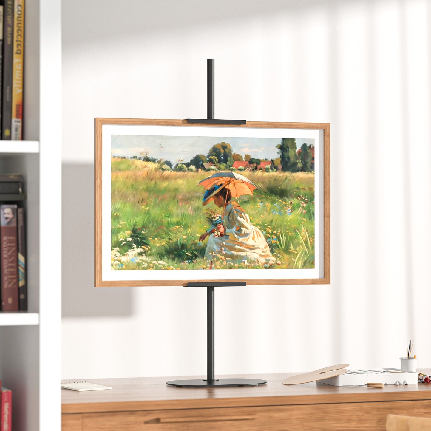 WOLFBIRD Bilderrahmenständer Zeichenbrett-Präsentationsständer verstellbarer Tischplatte Rahmen Halter, Metall Display Stand für Kunstwerk Leinwand in Häusern oder Büros, schwarz