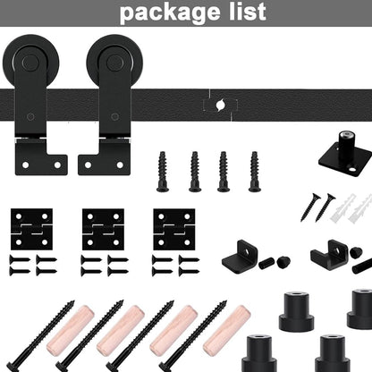 WOLFBIRD 76CM/2.5FT Bi-Folding Sliding Barn Door Hardware,Quietly Simple and Easy to Install for 2 Doors Hardware Kit, Applicable to Door Openings 45-55CM [T Style No Door ]