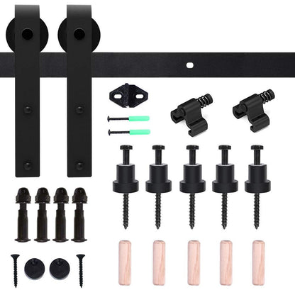 Sliding Barn Door Kit 5FT/152CM Black Heavy Duty Barn Door Sliding Hardware Track Kit for Single Wood Door 76CM Wide