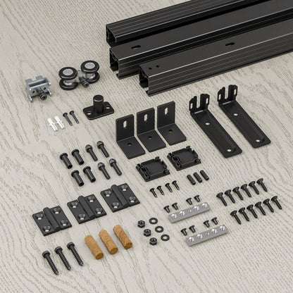 WOLFBIRD 0.9 m / 3 ft Bifold Sliding Door Fitting for One-Sided Fitting System, Box Track Suitable for 2 Doors with a Total Width of 92 cm (Without Door Panels)