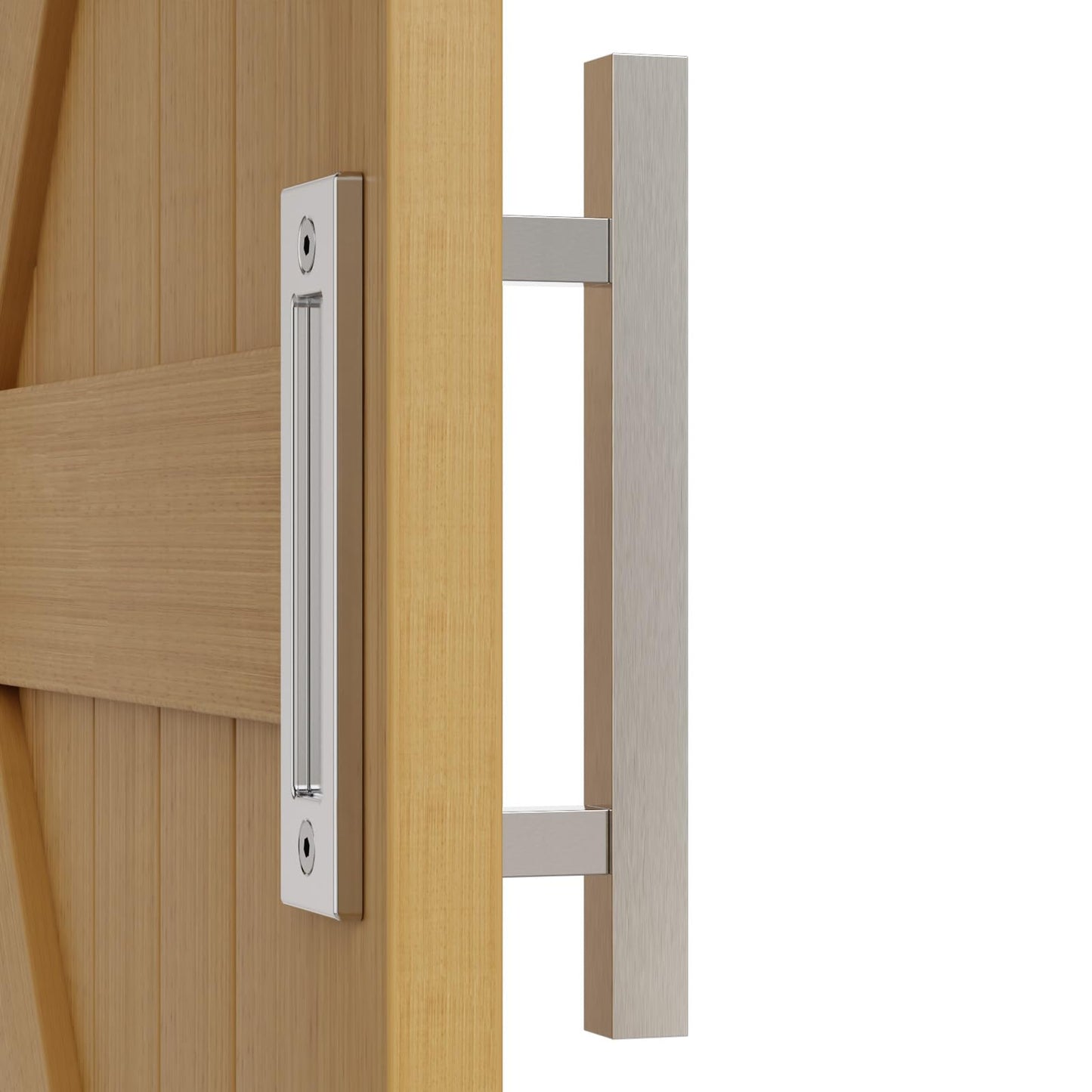 WOLFBIRD 30CM Scheunentorgriff Schiebetür zieht-Griff Rostfreier Stahl Doppelseitige Eingebettet Silber