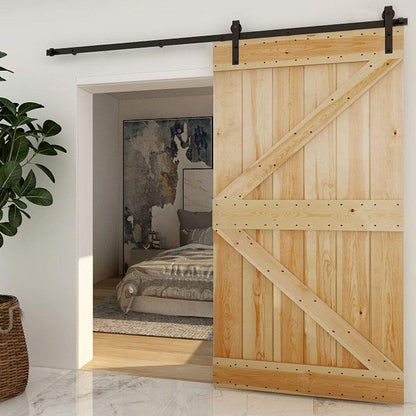 Sliding Barn Door Kit 8FT/240CM Black Heavy Duty Barn Door Sliding Hardware Track Kit for Single Wood Door 120CM Wide