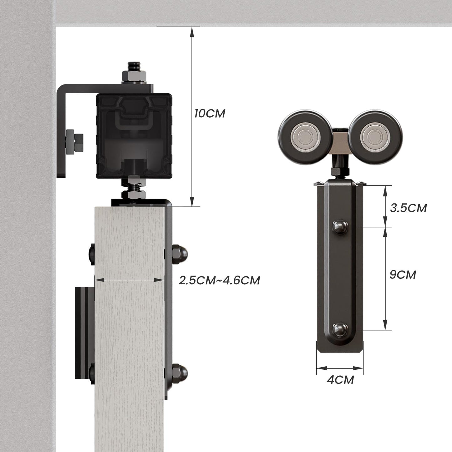 WOLFBIRD 0.9 m / 3 ft Bifold Sliding Door Fitting for One-Sided Fitting System, Box Track Suitable for 2 Doors with a Total Width of 92 cm (Without Door Panels)