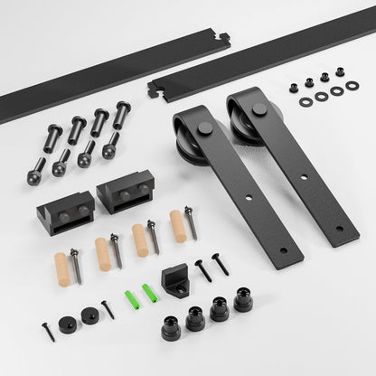 Sliding Barn Door Kit 8FT/240CM Black Heavy Duty Barn Door Sliding Hardware Track Kit for Single Wood Door 120CM Wide