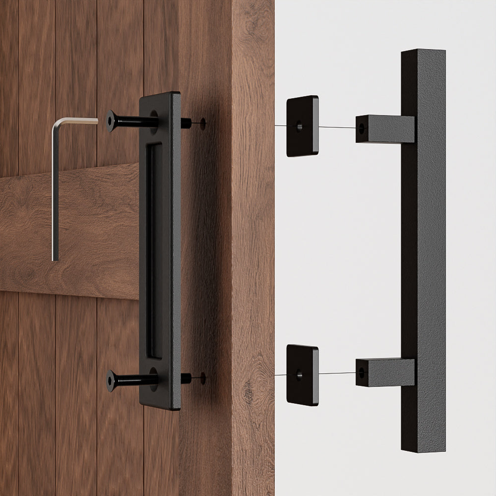 WOLFBIRD 30CM Schiebetürgriff, Scheunentorgriff, Doppelseitiger Griff, Schwarz Türgriff, Schiebetür Handgriff, Küchengriffe, Schiebe Türgriff, für Eine Holztür, Schranktür