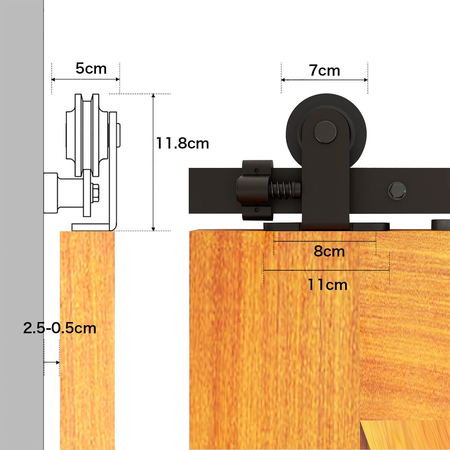 WOLFBIRD Sliding Barn Door Kit, 6.6FT/200CM Heavy Duty Closet Barn Track, Hardware Kit for Single Wood Doors, T Shape Hanger for Single Wooden Gate Interior