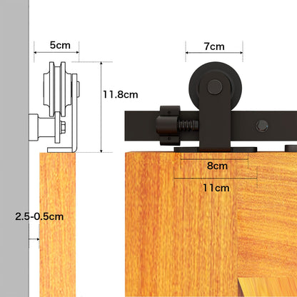 WOLFBIRD Sliding Barn Door Kit, 6.6FT/200CM Heavy Duty Closet Barn Track, Hardware Kit for Single Wood Doors, T Shape Hanger for Single Wooden Gate Interior