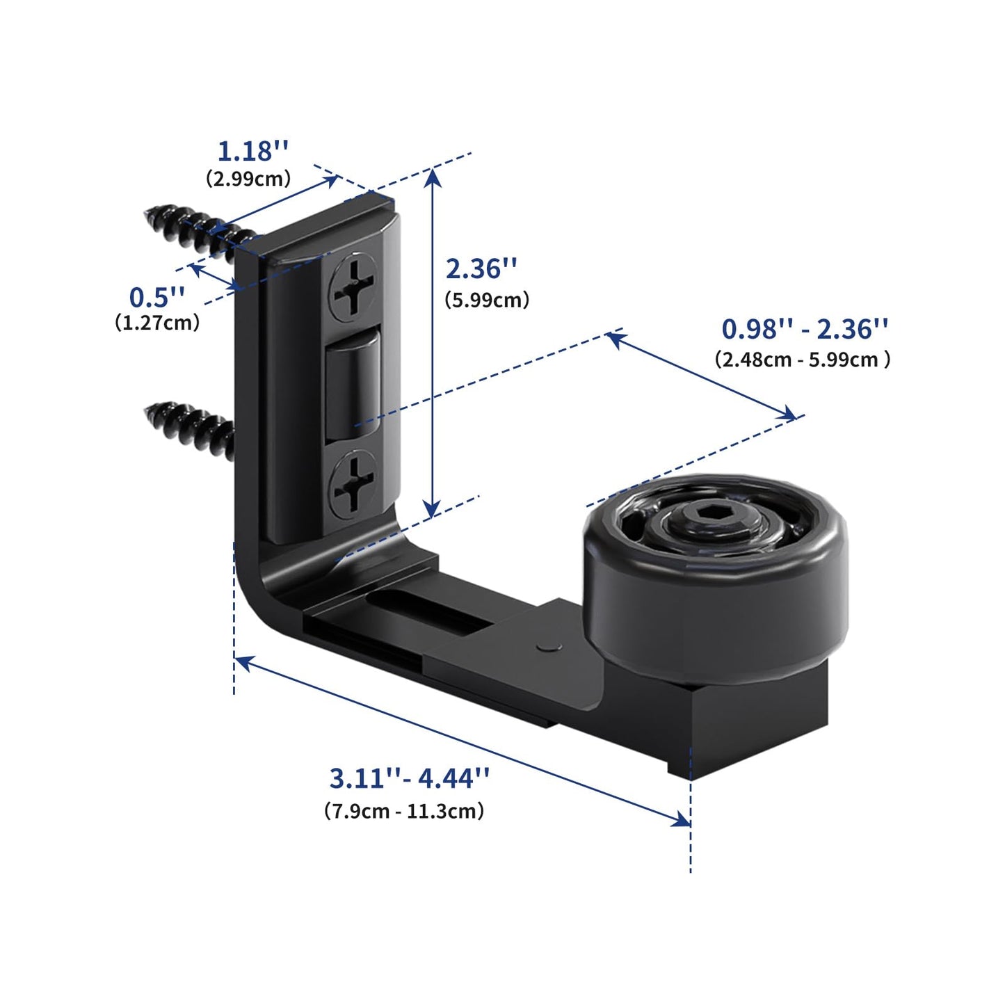 Wolfbird Adjustable Sliding Door Floor Guide, Universal Style,Wall Mounted Barn Door Floor Guide Roller Bottom Bracket, Suitable Door Thickness 2.5cm-6cm, Black（2PCS