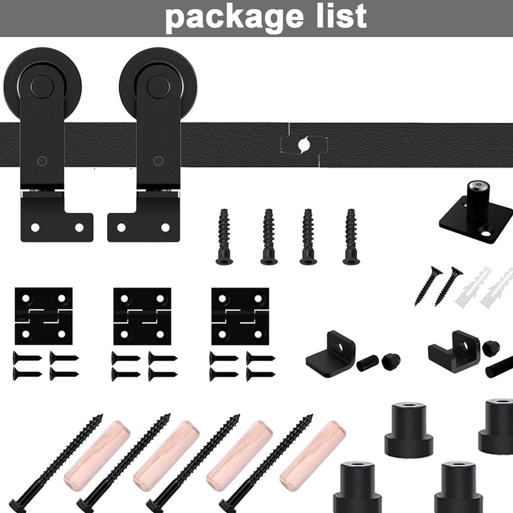 WOLFBIRD 91CM/3FT Bi-Folding Sliding Barn Door Hardware,Quietly Simple and Easy to Install for 2 Doors Hardware Kit, Applicable to Door Openings 60-70CM [T Style No Door ]