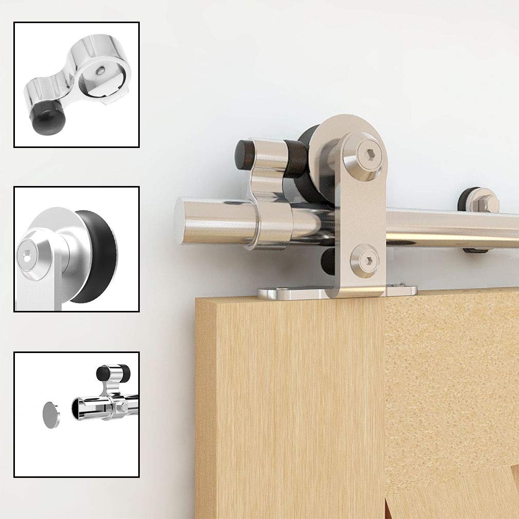 WOLFBIRD Sliding Barn Door Hardware Kit 9FT for Double Wood Door Stainless Steel Sliding Door Track WOLFBIRD - T Style