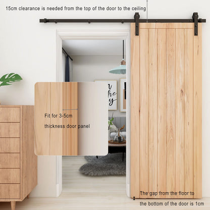WOLFBIRD 122CM/4FT Quincaillerie De Porte Coulissante Kit Porte Coulissante Rail pour système de quincaillerie à célibataire porte