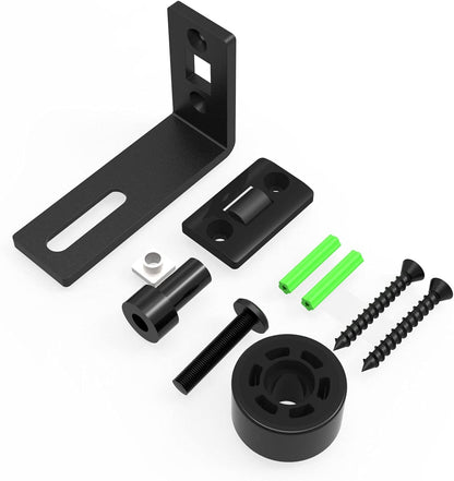 Wolfbird Floor Guide 2 Doors Adjustable Sliding Barn Door Bottom Roller Guide Wall Mount Hardware Black