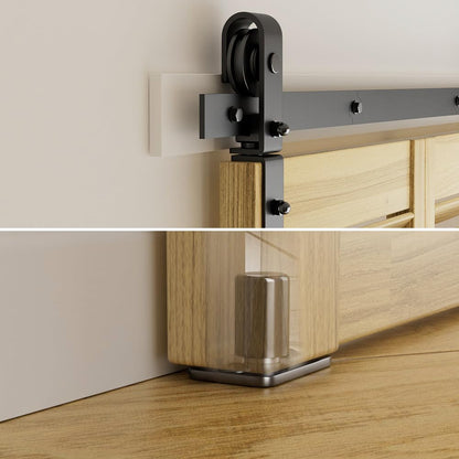 WOLFBIRD 150CM/5FT Bi-Folding Sliding Barn Door Hardware Kit, Heavy Duty Sturdy Barn Door Track Set, Smoothly and Quietly, Fits 2 Doors (No Door)