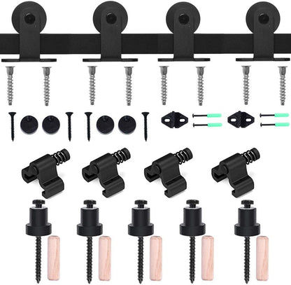 WOLFBIRD Sliding Barn Door Hardware Closet Kit 8FT/244cm Heavy Duty Barn Door Sliding Track Kit for Double Wood Doors T Shape Hanger Interior Exterior Door