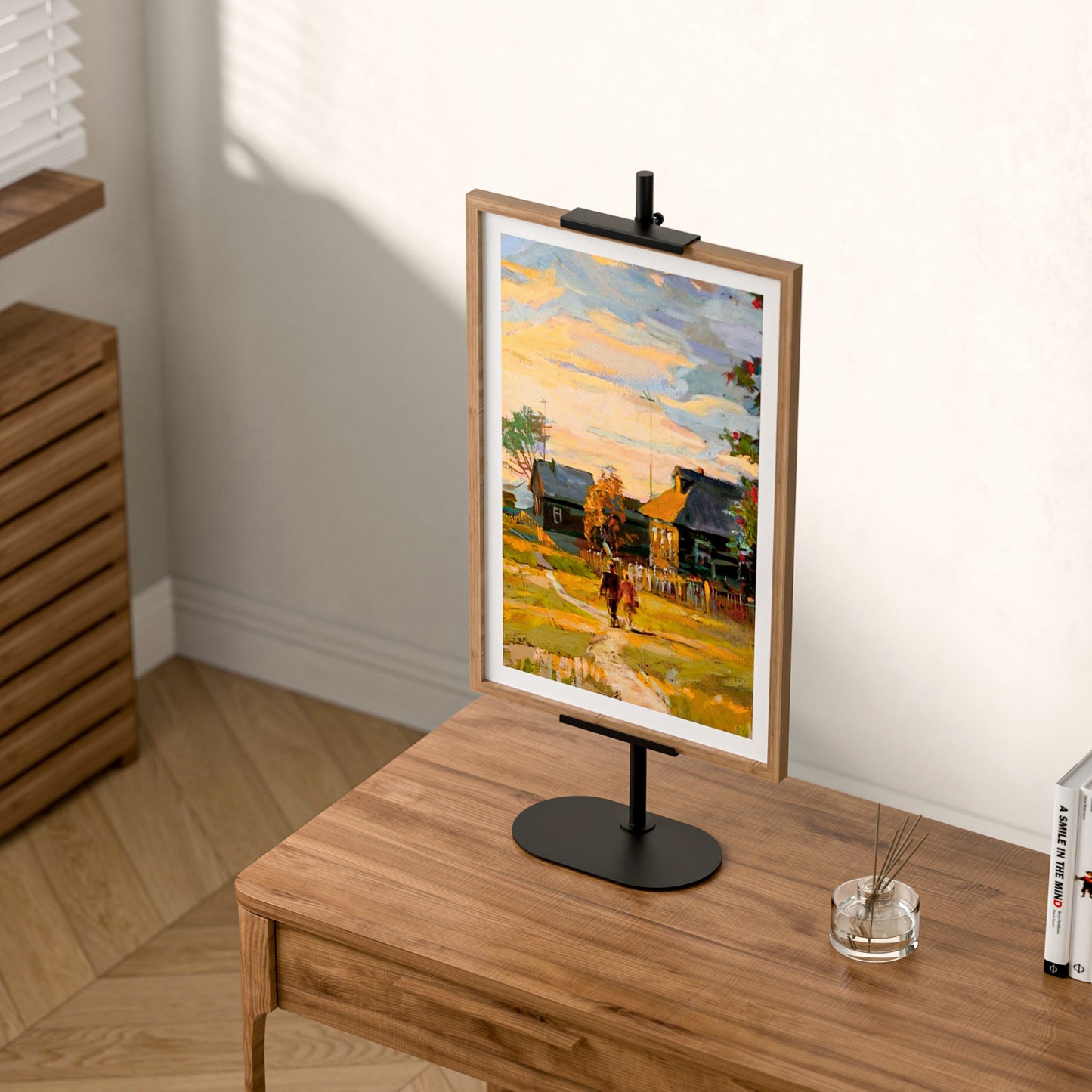 WOLFBIRD Bilderrahmenständer Zeichenbrett-Präsentationsständer verstellbarer Tischplatte Rahmen Halter, Metall Display Stand für Kunstwerk Leinwand in Häusern oder Büros, schwarz