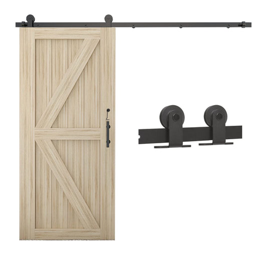WOLFBIRD 5.5FT/167CM Binario per Porta Scorrevole Kit, Nero e Rustico Porta Scorrevole Kit Accessori per Porta Singola Scorrevole