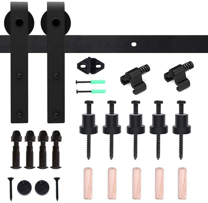 Wolfbird Sliding Door Fitting Set, Sliding Door System, Sliding Rail, Wooden Sliding Door, Black, 173 cm / 5.6 ft