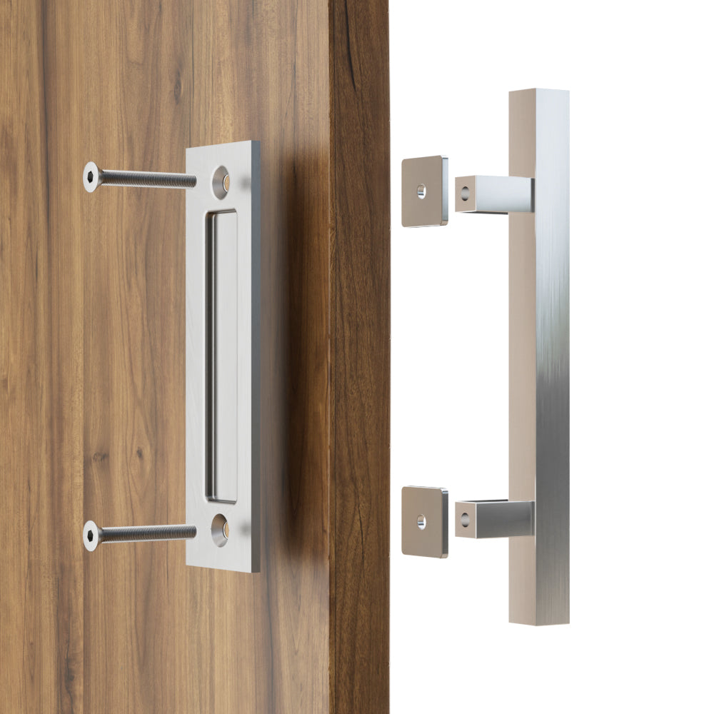 WOLFBIRD 30CM Scheunentorgriff, Schiebetür zieht-Griff, Schwarz Türgriff, Schiebetür Handgriff, Küchengriffe, Schiebe Türgriff, für Eine Holztür, Rostfreier Stahl