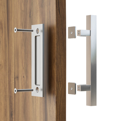 WOLFBIRD 30CM Scheunentorgriff, Schiebetür zieht-Griff, Schwarz Türgriff, Schiebetür Handgriff, Küchengriffe, Schiebe Türgriff, für Eine Holztür, Rostfreier Stahl