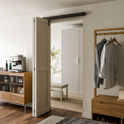 WOLFBIRD 0.9 m / 3 ft Bifold Sliding Door Fitting for One-Sided Fitting System, Box Track Suitable for 2 Doors with a Total Width of 92 cm (Without Door Panels)