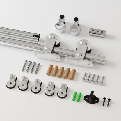WOLFBIRD WOLFBIRD 6.6FT/200 cm Sliding Door Rail Kit Stainless Steel Sliding Door Accessory Set for Single Sliding Door