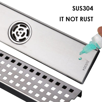 WOLFBIRD 50CM Duschrinne Edelstahl Ablaufrinne Bodenablauf,Selbstreinigender Siphon mit Geruchsstop, Haarsieb - Randablauf