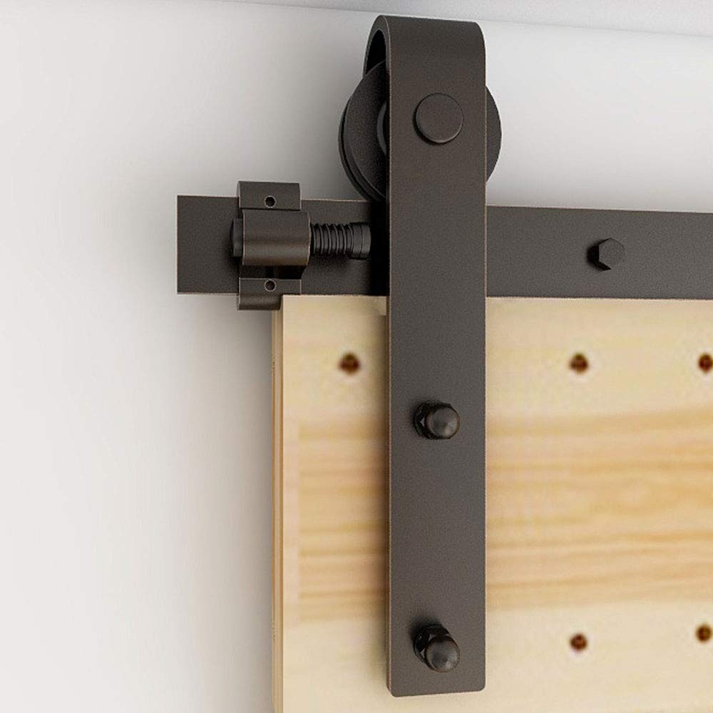 WOLFBIRD 5.6FT/173CM Binario per Porta Scorrevole Kit Nero Accessori e Rustico Stile Armadi/camere da letto/bagni e altri scenari di utilizzo