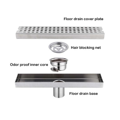 WOLFBIRD 40CM Duschrinne Edelstahl Ablaufrinne Bodenablauf,Selbstreinigender Siphon mit Geruchsstop, Haarsieb - Randablauf