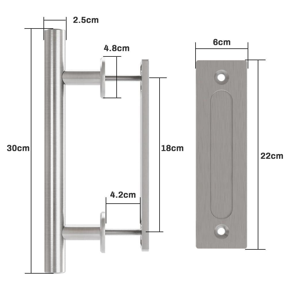 WOLFBIRD 30CM Scheunentorgriff, Schiebetür zieht-Griff, Schwarz Türgriff, Schiebetür Handgriff, Küchengriffe, Schiebe Türgriff, für Eine Holztür, Rostfreier Stahl